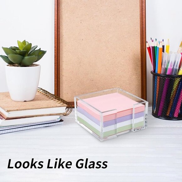 NEW Acrylic Sticky Note Holder, 3 x 3 Crystal Clear Acrylic Notepad Holder - Picture 7 of 9